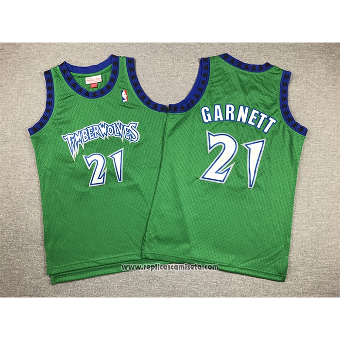 Camiseta Nino Minnesota Timberwolves Kevin Garnett #21 Hardwood Classics Throwback 1997-98 Verde